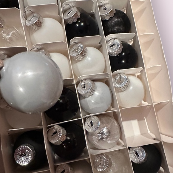 Elegant Black and White Set of 49 Mini Round Glass Ornaments Target Brand - Picture 7 of 11